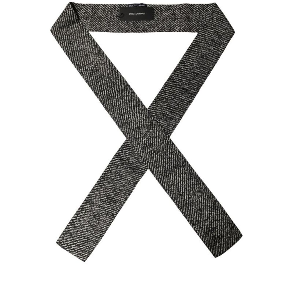 Dolce & Gabbana Black White Herringbone Tweed Shawl Men's Scarf